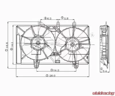 TYC Genera Dual Radiator and Condenser Fan Assembly Dodge Neon 2003-2005 2.4L 4-Cyl - 620830