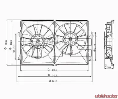 TYC Genera Dual Radiator and Condenser Fan Assembly Chrysler Pacifica 2004-2008 - 620840