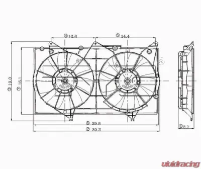 TYC Genera Dual Radiator and Condenser Fan Assembly Toyota Camry 2002-2006 3.0L V6 - 620860