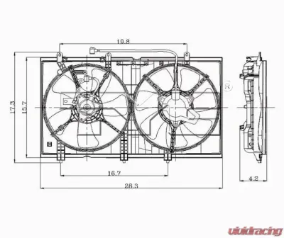 TYC Genera Dual Radiator and Condenser Fan Assembly Mitsubishi Lancer 2003-2007 2.0L 4-Cyl - 620930