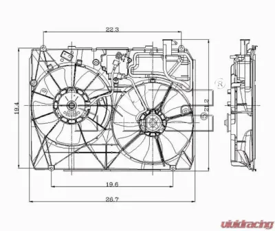 TYC Genera Dual Radiator and Condenser Fan Assembly Toyota Sienna 2004-2005 - 620960