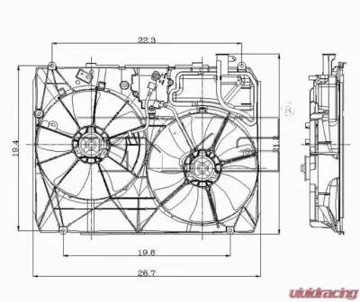 TYC Genera Dual Radiator and Condenser Fan Assembly Toyota Sienna 2004-2005 - 620970