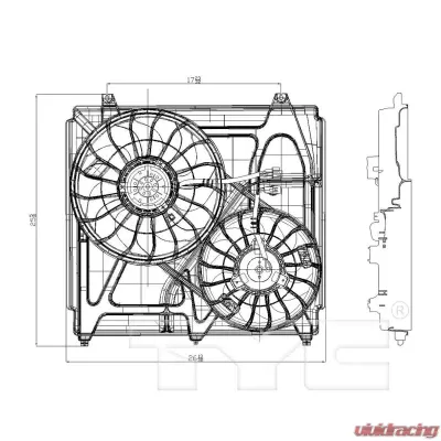TYC Genera Dual Radiator and Condenser Fan Assembly Kia Sorento 2003-2006 - 621040