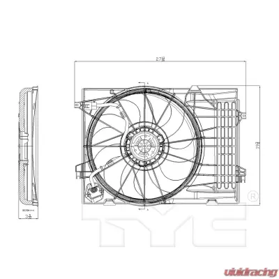 TYC Genera Dual Radiator and Condenser Fan Assembly - 621050