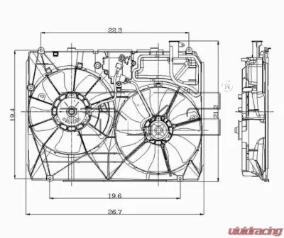TYC Genera Dual Radiator and Condenser Fan Assembly Lexus RX330 2004-2006 - 621110