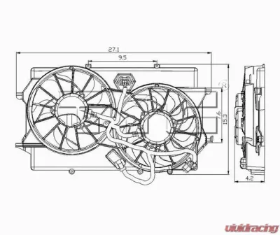 TYC Genera Dual Radiator and Condenser Fan Assembly Ford Focus 2003-2007 - 621310