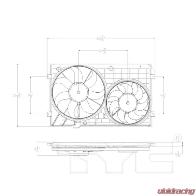 TYC Genera Dual Radiator and Condenser Fan Assembly Volkswagen 2.5L 5-Cyl - 621490