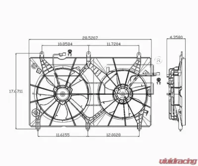 TYC Genera Dual Radiator and Condenser Fan Assembly Honda Accord 2003-2007 2.4L 4-Cyl - 621580
