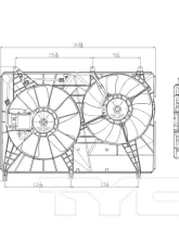 TYC Genera Dual Radiator and Condenser Fan Assembly Mitsubishi Endeavor 2004-2008                                     - 621640 - Image 2