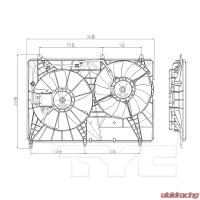 TYC Genera Dual Radiator and Condenser Fan Assembly Mitsubishi Endeavor 2004-2008 - 621640