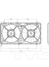 TYC Genera Dual Radiator and Condenser Fan Assembly Mitsubishi Galant 2004-2008 2.4L 4-Cyl                                     - 621650 - Image 3