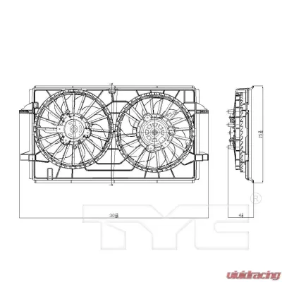 TYC Genera Dual Radiator and Condenser Fan Assembly - 621790