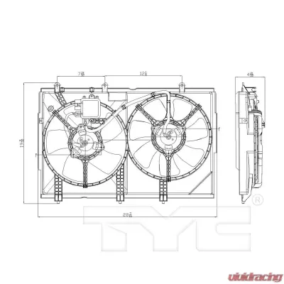 TYC Genera Dual Radiator and Condenser Fan Assembly Mitsubishi Outlander 2003-2006 - 621820