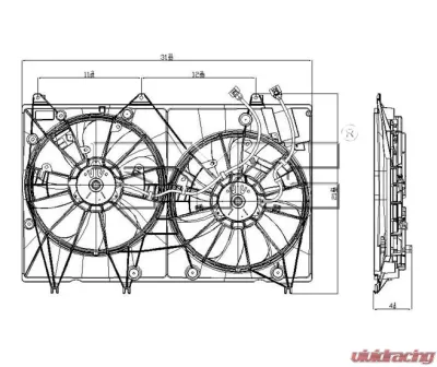 TYC Genera Dual Radiator and Condenser Fan Assembly Toyota Highlander 2008-2013 3.5L V6 - 622000