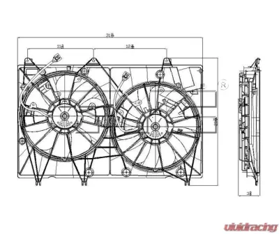 TYC Genera Dual Radiator and Condenser Fan Assembly Toyota Highlander 2008-2010 - 622020