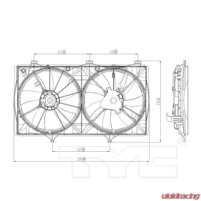 TYC Genera Dual Radiator and Condenser Fan Assembly Toyota Camry 2007-2009 2.4L 4-Cyl - 622200