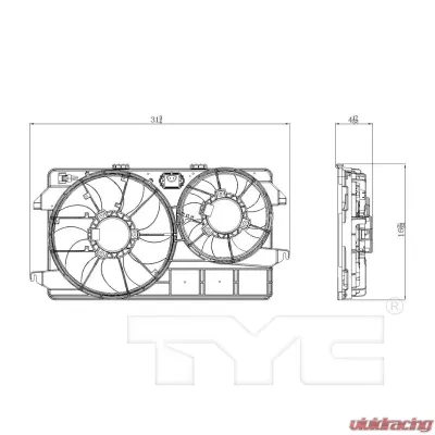 TYC Genera Dual Radiator and Condenser Fan Assembly Ford Transit Connect 2010-2013 - 622370