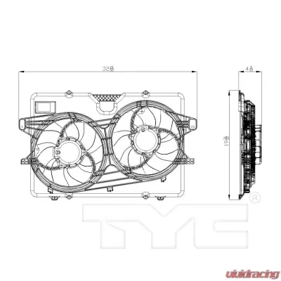 TYC Genera Dual Radiator and Condenser Fan Assembly - 622410