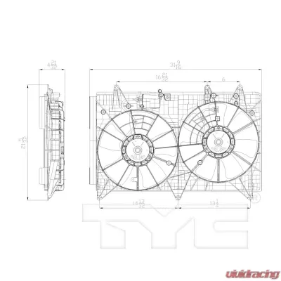TYC Genera Engine Cooling Fan Assembly Mazda CX-7 2007-2009 2.3L 4-Cyl - 622510