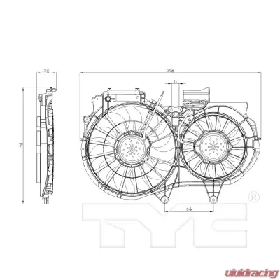 TYC Genera Dual Radiator and Condenser Fan Assembly Audi 80 1988 - 622540