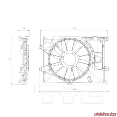 TYC Genera Dual Radiator and Condenser Fan Assembly Kia Soul 2012-2019 - 622600