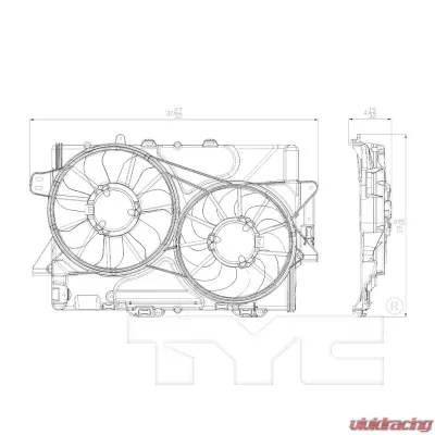TYC Genera Dual Radiator and Condenser Fan Assembly Chevrolet Equinox 2008-2009 3.4L V6 - 622610