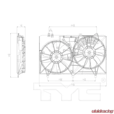 TYC Genera Dual Radiator and Condenser Fan Assembly Lexus RX450h 2010-2013 - 622680