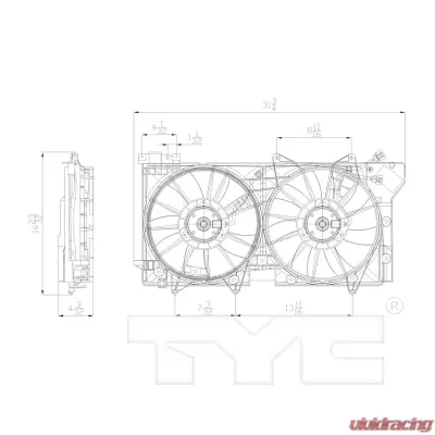 TYC Genera Cooling Fan Assembly Subaru 2010-2014 3.6L 6-Cyl - 622750
