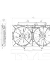 TYC Genera Dual Radiator and Condenser Fan Assembly Toyota Camry 2012-2017 2.5L 4-Cyl                                     - 622760 - Image 3