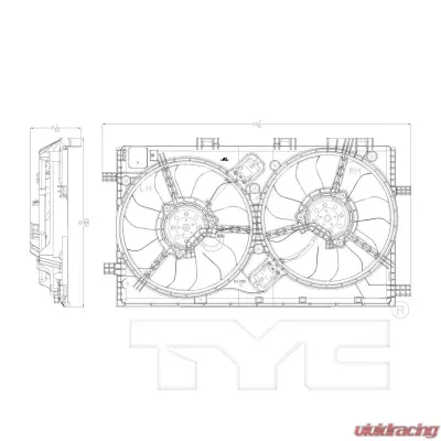 TYC Genera Dual Radiator and Condenser Fan Assembly Buick Regal 2011-2013 2.0L 4-Cyl - 622860