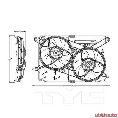 TYC Genera Dual Radiator and Condenser Fan Assembly Ford Fusion 2013-2014 1.6L 4-Cyl - 623000