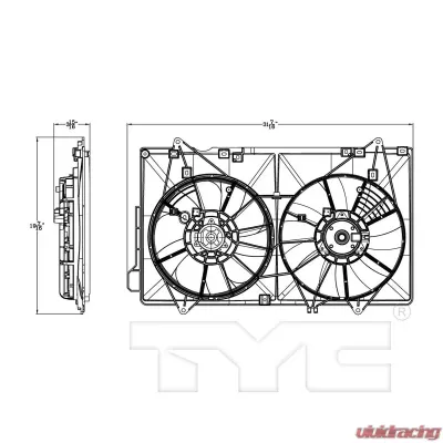 TYC Genera Dual Radiator and Condenser Fan Assembly Mazda CX-5 2013-2016 - 623010