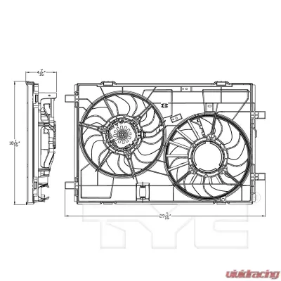 TYC Genera Dual Radiator and Condenser Fan Assembly Lincoln MKZ 2007-2009 - 623030