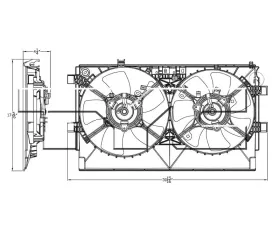 TYC Genera Dual Radiator and Condenser Fan Assembly Mitsubishi