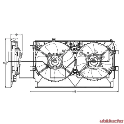 TYC Genera Dual Radiator and Condenser Fan Assembly Mitsubishi - 623100