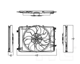 TYC Genera Dual Radiator and Condenser Fan Assembly Mercedes-Benz