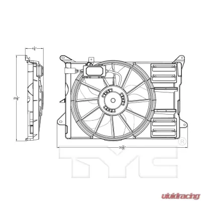 TYC Genera Dual Radiator and Condenser Fan Assembly Ford Edge 2012-2014 2.0L 4-Cyl - 623140