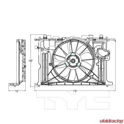 TYC Genera Dual Radiator and Condenser Fan Assembly Toyota Corolla 2014-2019 - 623160