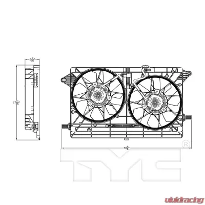 TYC Genera Dual Radiator and Condenser Fan Assembly Chevrolet Volt 2011-2015 - 623170