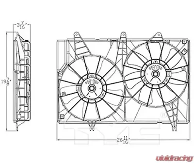 TYC Genera Dual Radiator and Condenser Fan Assembly Cadillac CTS 2003-2004 3.2L V6 - 623390