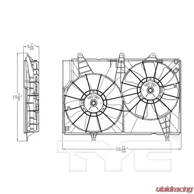 TYC Genera Dual Radiator and Condenser Fan Assembly Cadillac CTS 2003-2004 3.2L V6 - 623390