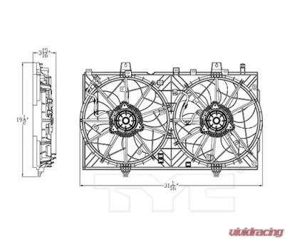 TYC Genera Dual Radiator and Condenser Fan Assembly Nissan Rogue 2014-2019 - 623400