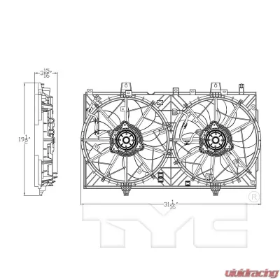TYC Genera Dual Radiator and Condenser Fan Assembly Nissan Rogue 2014-2019 - 623400