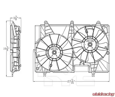 TYC Genera Dual Radiator and Condenser Fan Assembly Cadillac - 623460