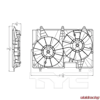 TYC Genera Dual Radiator and Condenser Fan Assembly Cadillac - 623460