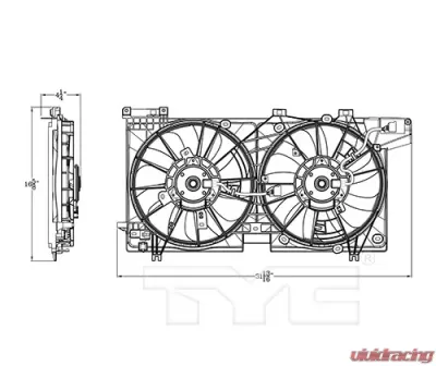 TYC Genera Dual Radiator and Condenser Fan Assembly Subaru 2015-2019 3.6L 6-Cyl - 623480