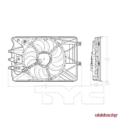 TYC Genera Dual Radiator and Condenser Fan Assembly Fiat 500L 2014-2020 - 623560