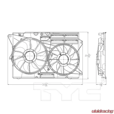 TYC Genera Dual Radiator and Condenser Fan Assembly Ford Explorer 2013-2019 - 623570