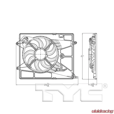 TYC Genera Dual Radiator and Condenser Fan Assembly Chevrolet Trax 2014-2020 1.4L 4-Cyl - 623590