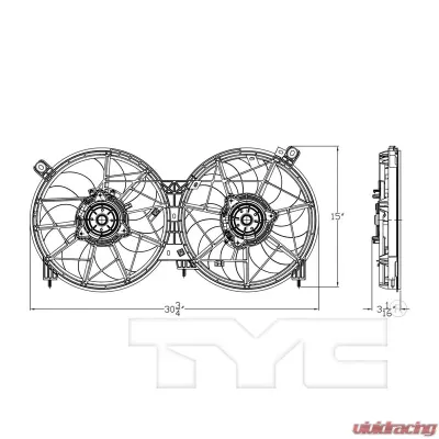 TYC Genera Dual Radiator and Condenser Fan Assembly Nissan Murano 2015-2019 - 623630